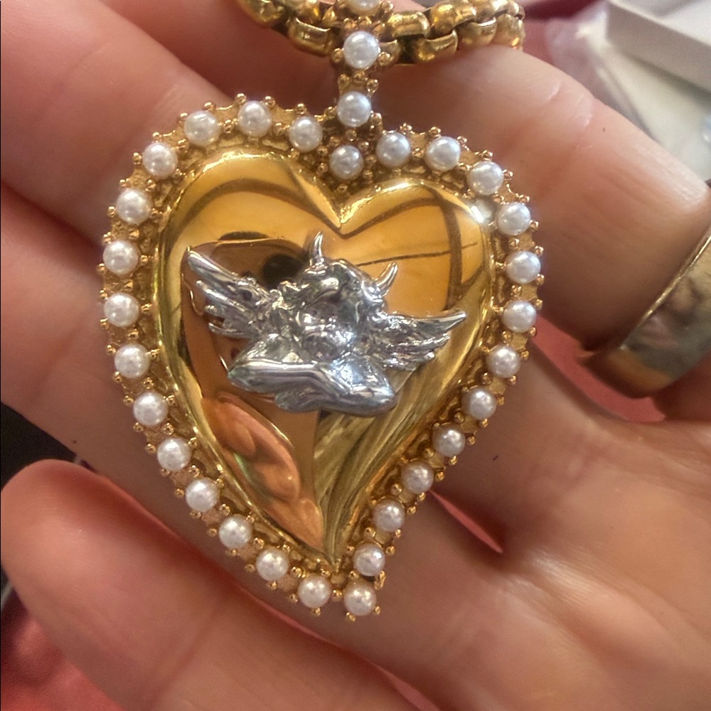 Boys Lie Gold Heart Necklace with Silver Detail